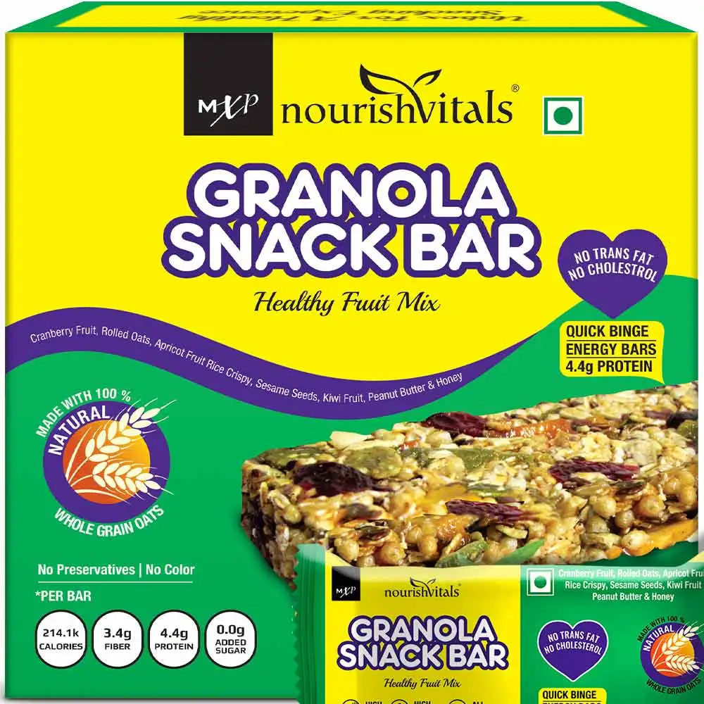 NourishVitals Granola Snack Bar,  5 Piece(s)/Pack  Healthy Fruit Mix