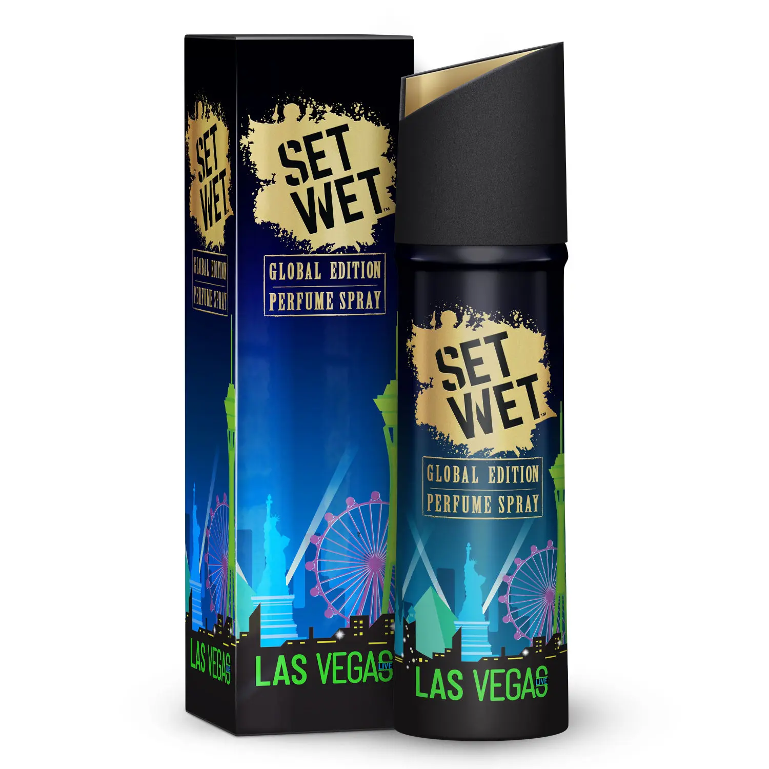 Set Wet Global Edition Las Vegas Live, No Gas Perfume Body Spray & Deodorant For Men (120 ml)