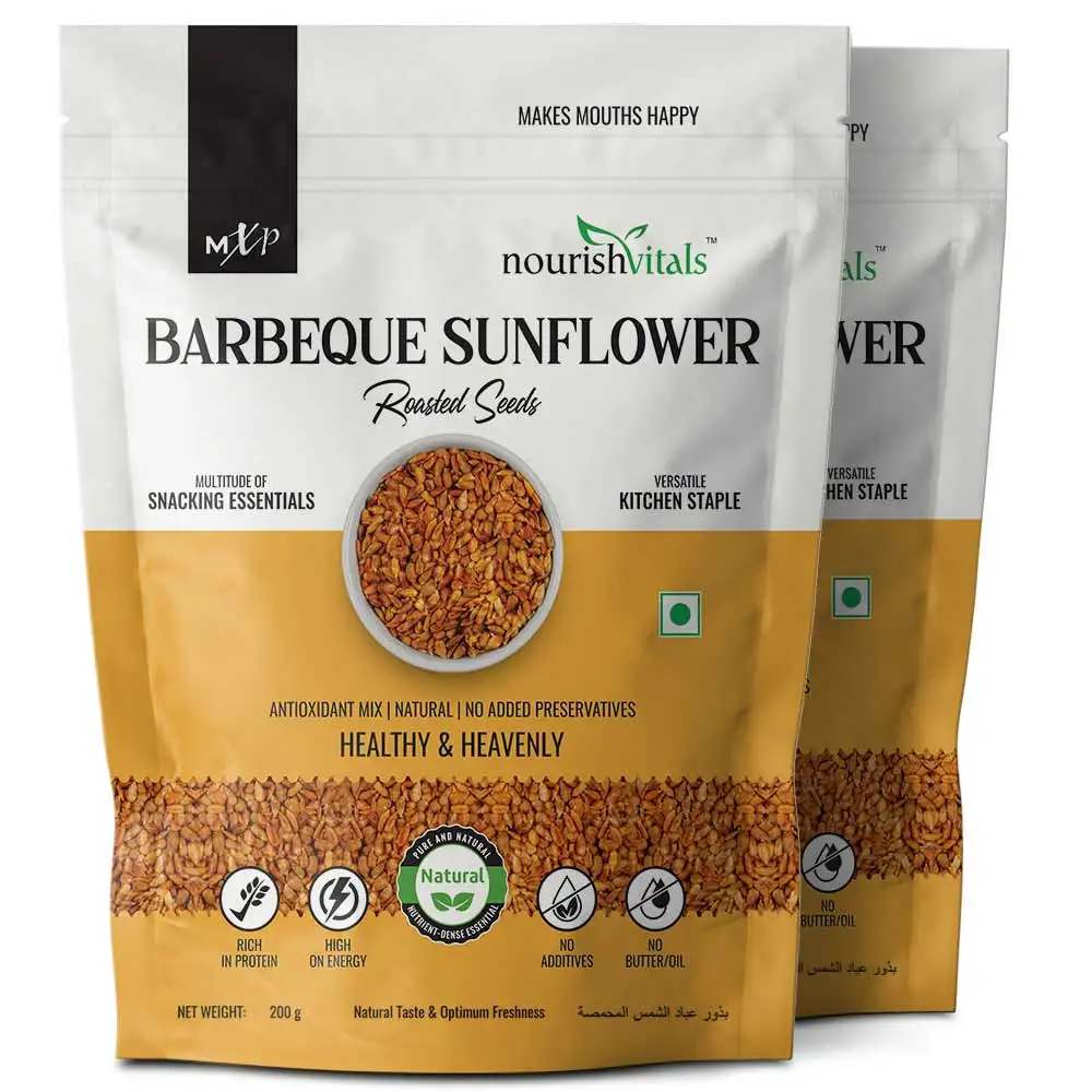 NourishVitals Barbeque Sunflower Roasted Seeds,  Unflavoured (Pack of 2)  0.200 kg