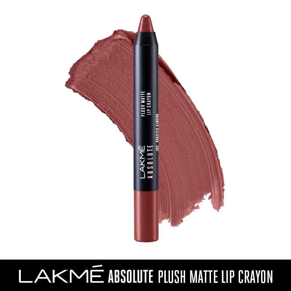 Lakme Absolute Plush Matte Lip Crayon 302 Roasted Almond (2.8 g)