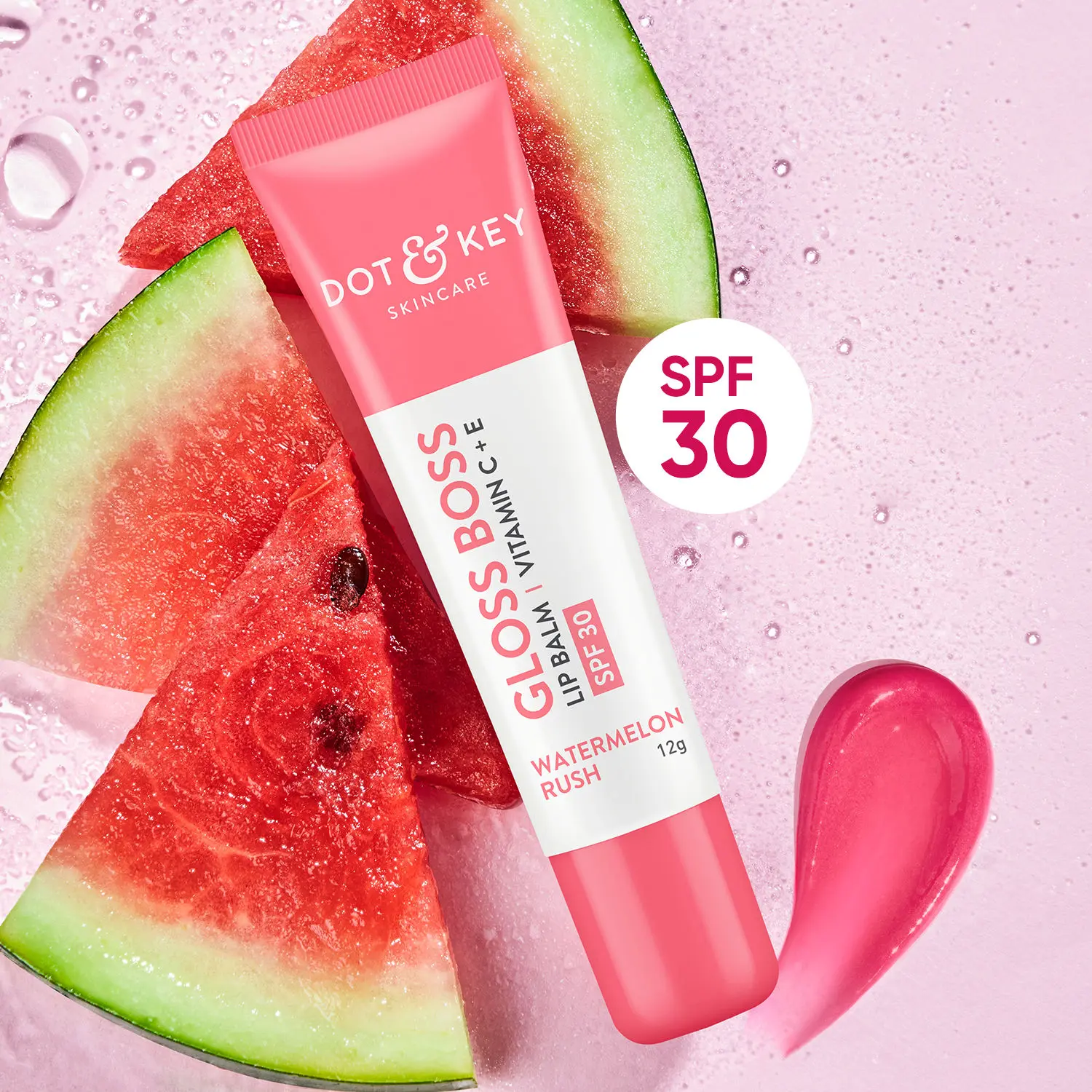 Dot & Key Watermelon Lip Balm for glowing pink lips| SPF 30 & Vitamin C+E| intense moisturizer for dry, chapped lips - 12g