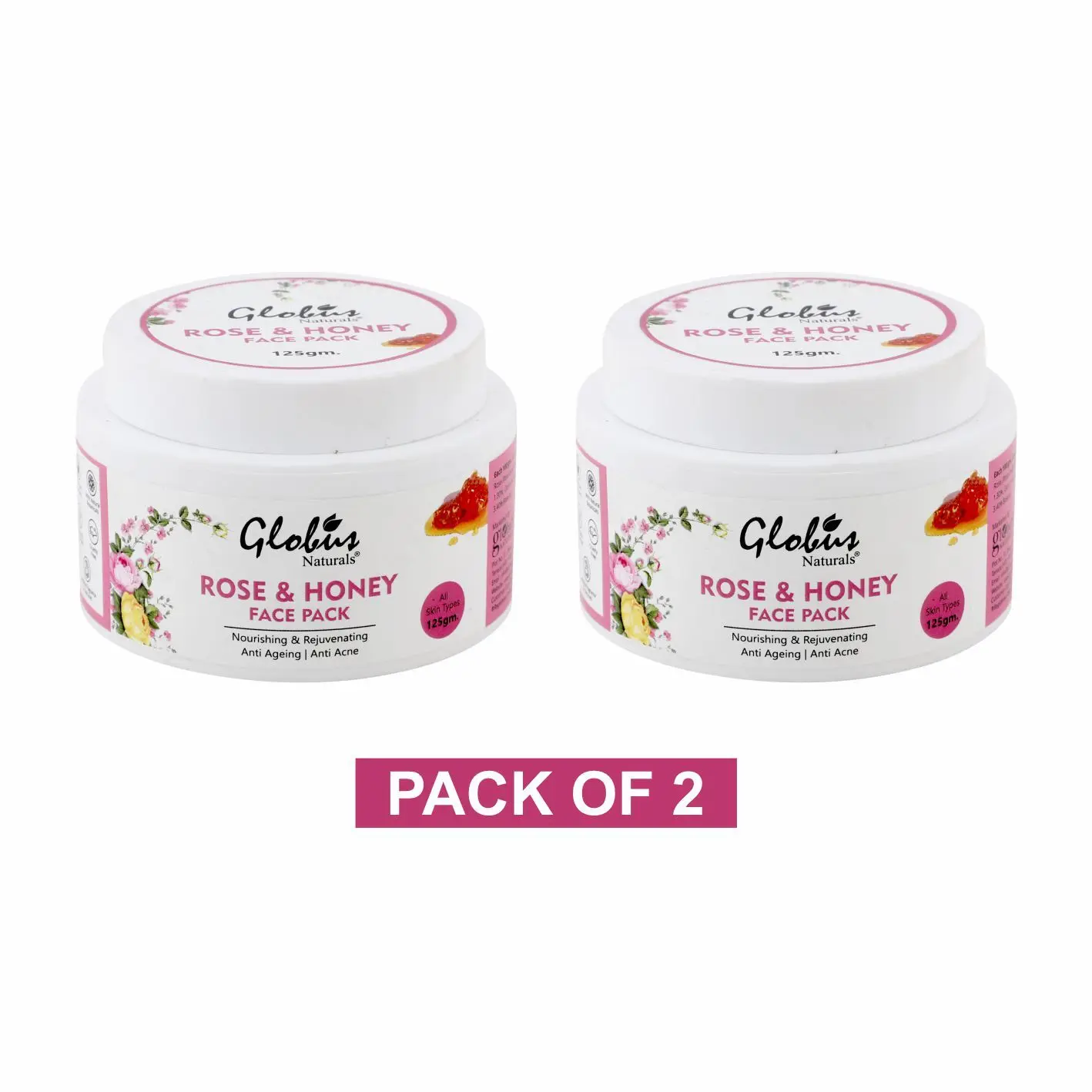 Globus Naturals Rose & Honey Nourishing & Rejuvenating Face Pack ( 125 g) Pack Of 2