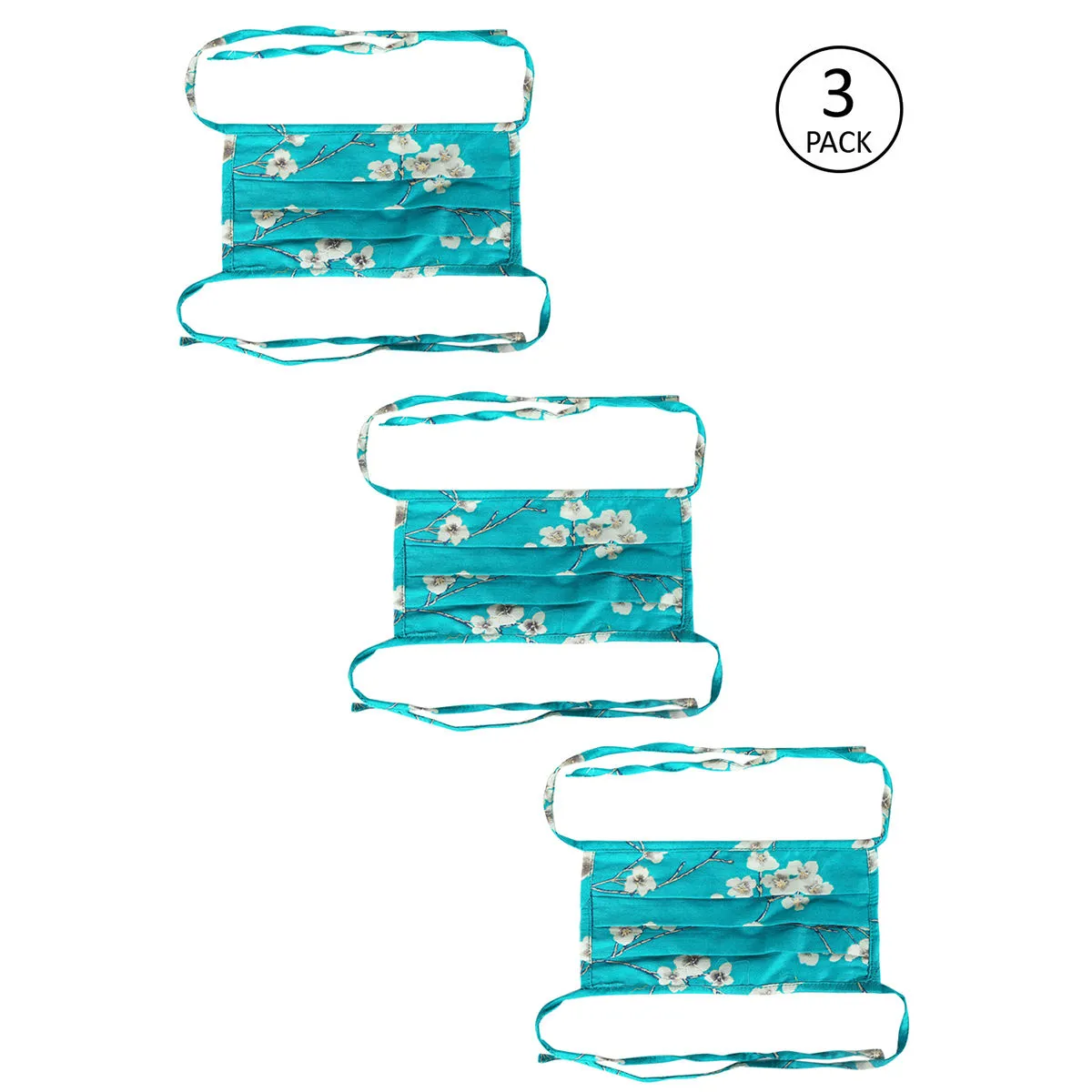 Tossido 100% Pure Cotton Premium Drawstring Masks Pack of 3 - Blue