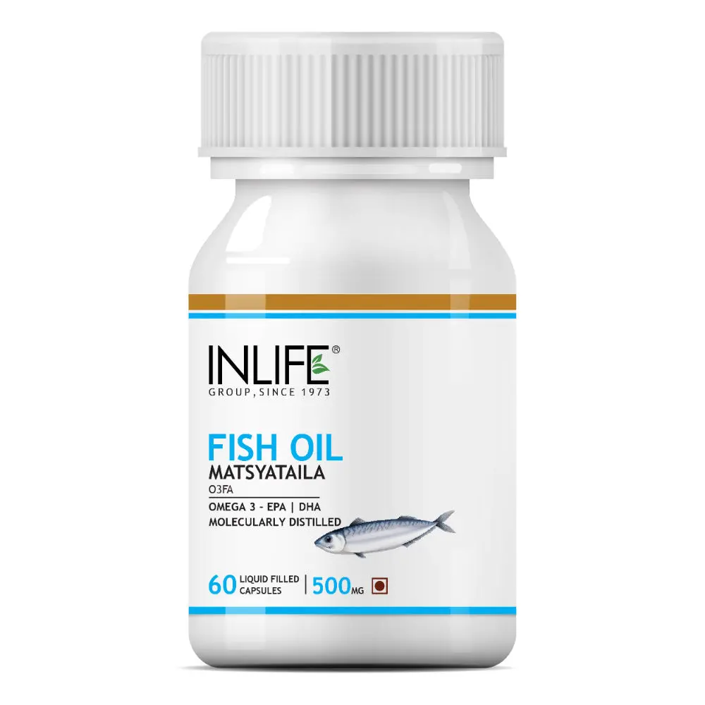 INLIFE Fish Oil (Omega 3) 500 mg 60 Capsules 180/120 EPA DHA For Brain Health