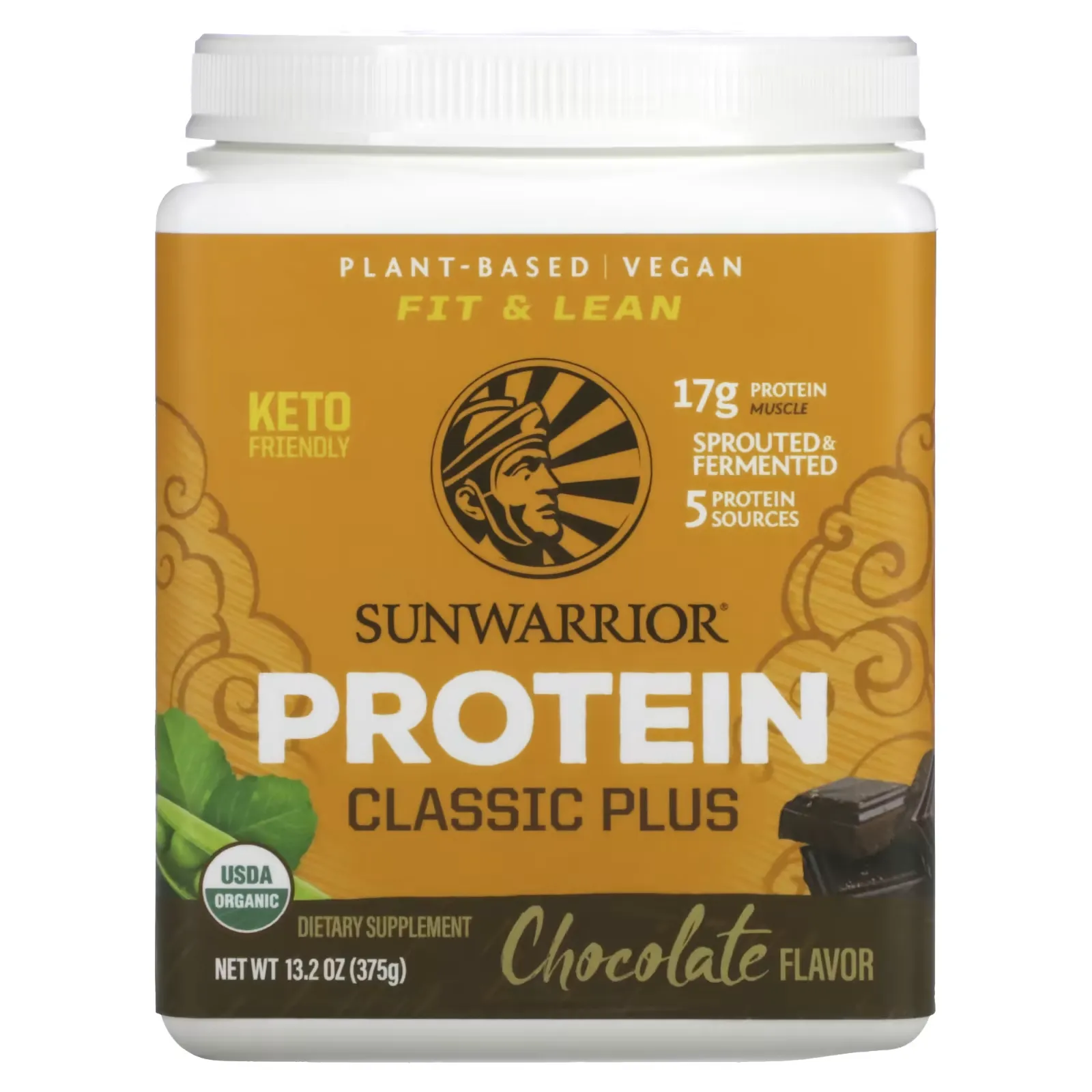 Classic Plus Protein,  Plant Based, Chocolate, 13.2 oz (375 g)