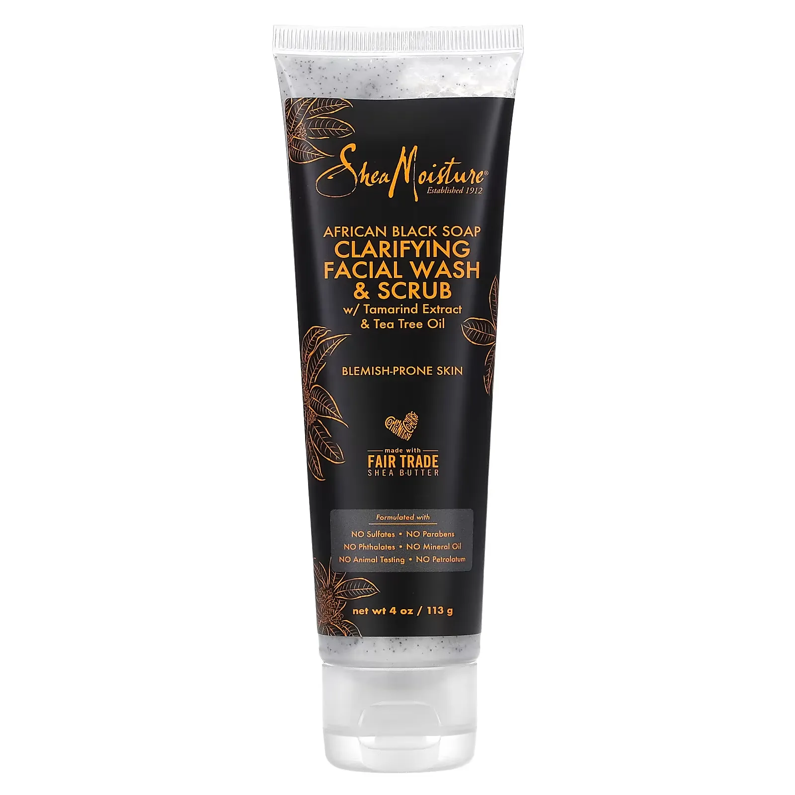 Clarifying Facial Wash & Scrub, African Black Soap,  4 oz (113 g)