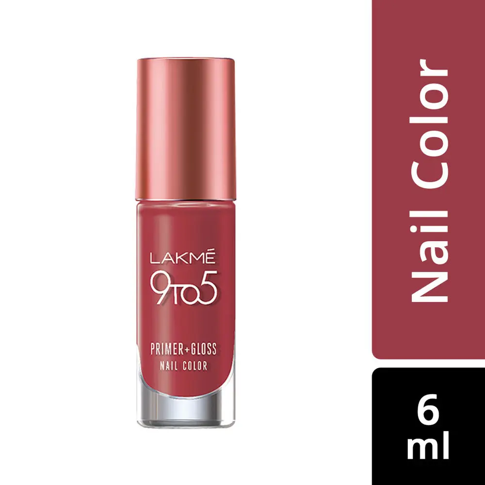 Lakme 9 To 5 Primer + Gloss Nail Color - Ruby Rush (6 ml)