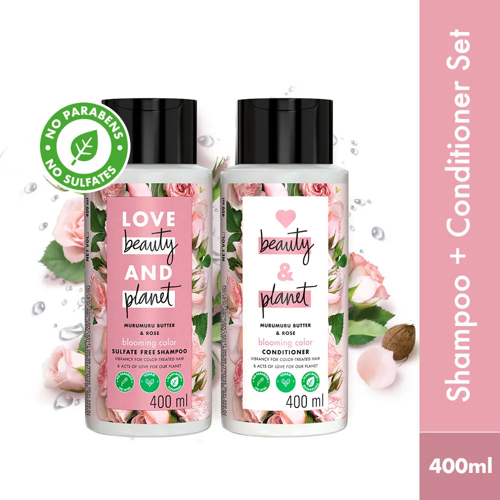 Love Beauty & Planet Natural Murumuru Butter & Rose Shine Shampoo & Conditioner Combo