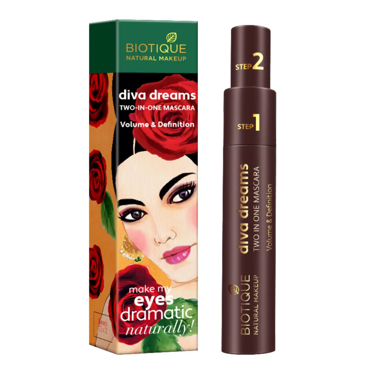 Biotique Natural Makeup Diva Dreams Two In One Mascara Volume & Definition (Onyx)(9 ml)