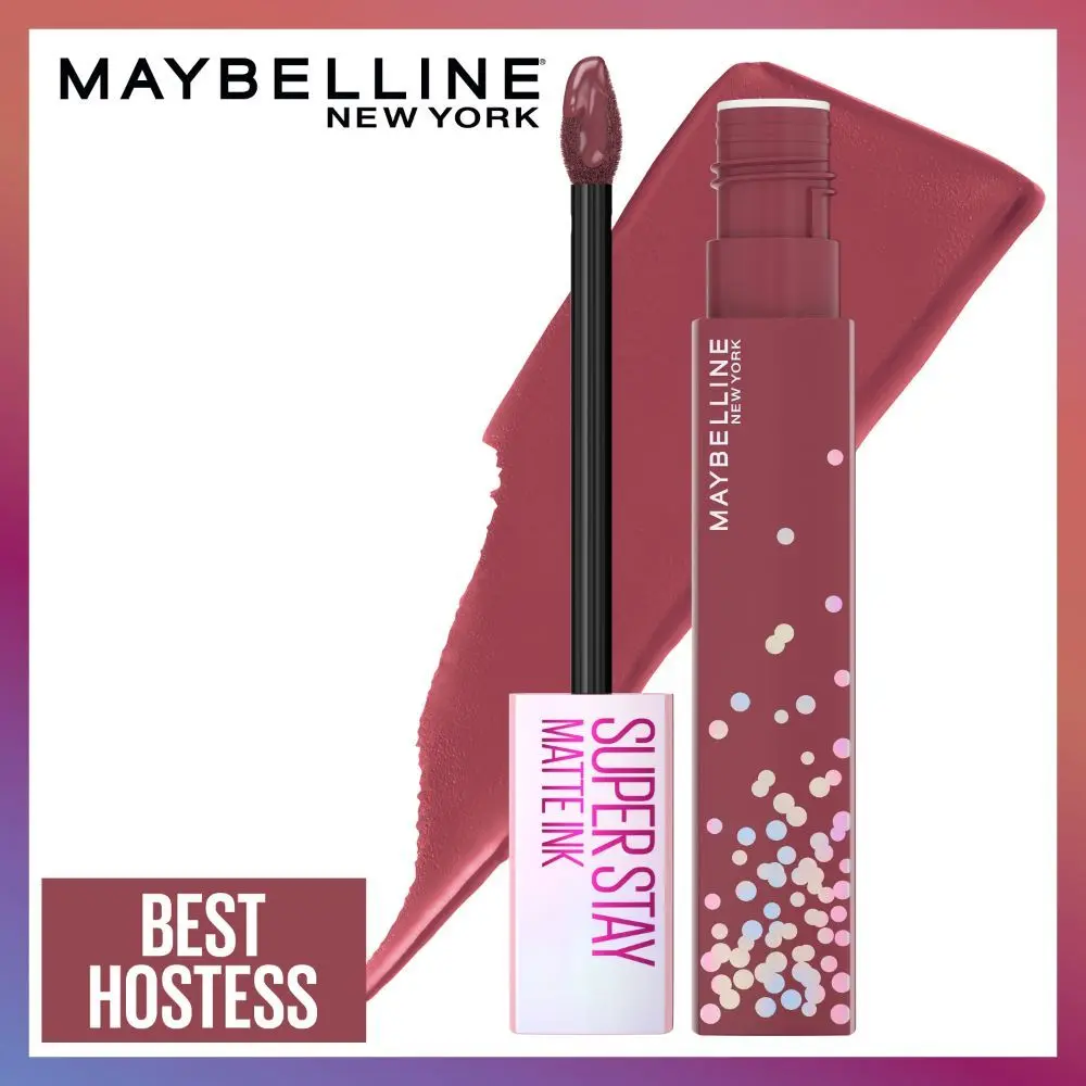 Maybelline New York Super Stay Matte Ink Liquid Lipstick, 425 Best Hostess | Birthday Collection | 16 HR, Long Lasting Lipstick