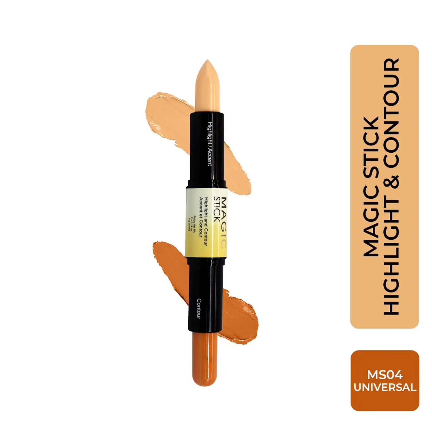 Half N Half Magic Stick 2 in 1 Cover Perfection , Highlight and contour & Accent Contour Concealer, Universal 04 (4gm Each)