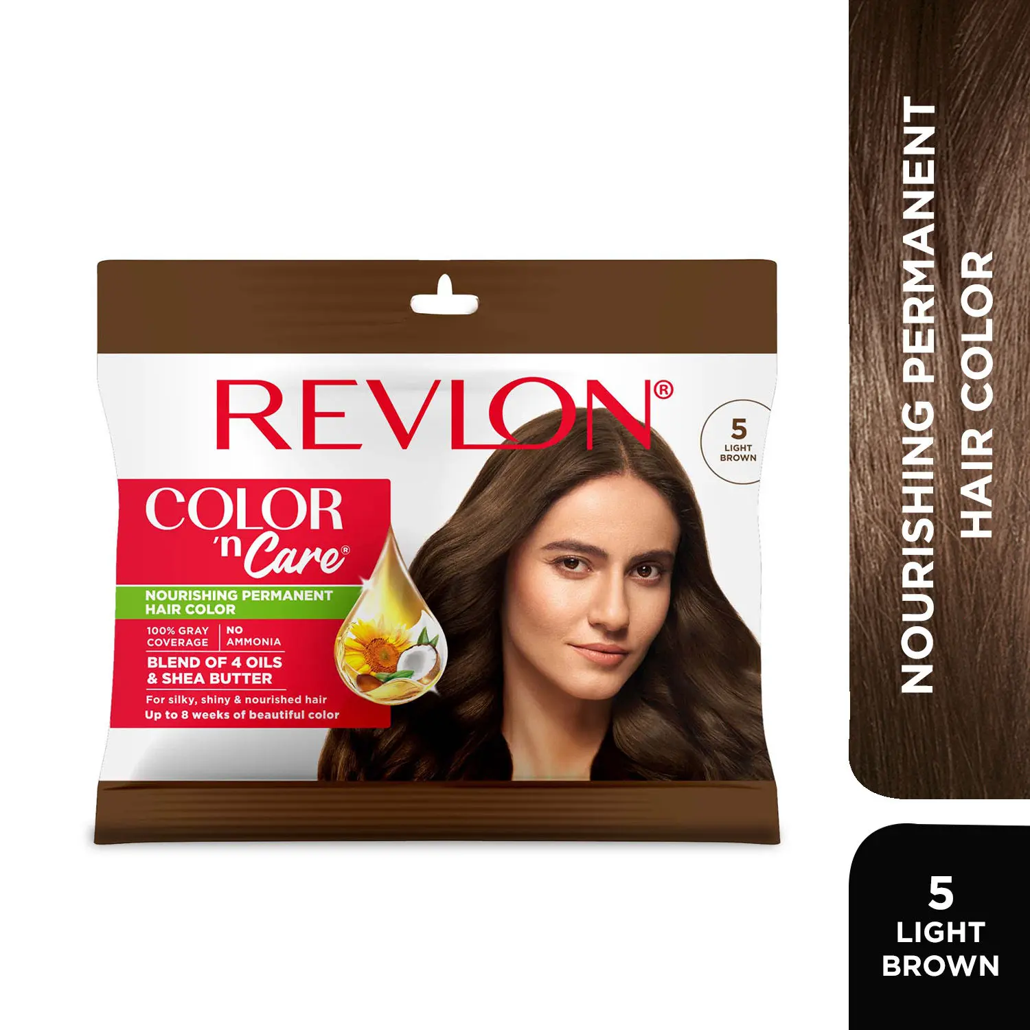 REVLON Color 'n Care NOURISHING PERMANENT HAIR COLOR - 5 Light Brown (Sachet)