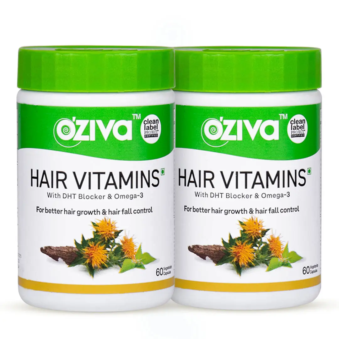 Oziva Hair Vitamins With Hair Vitamin Blend- Pack Of 2(60 capsules each)