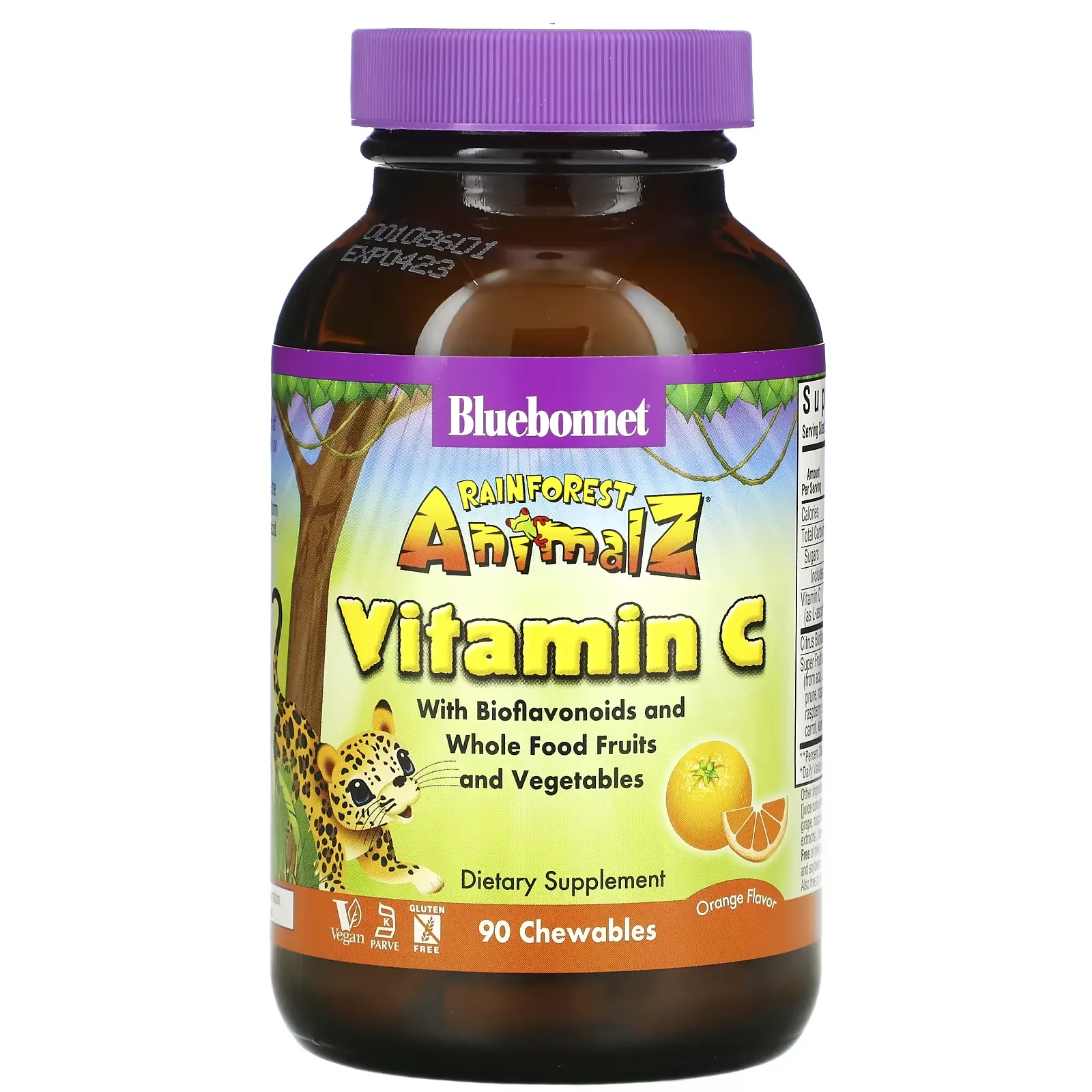 Super Earth, Rainforest Animalz, Vitamin C, Natural Orange Flavor, 90 Animal-Shaped Chewables