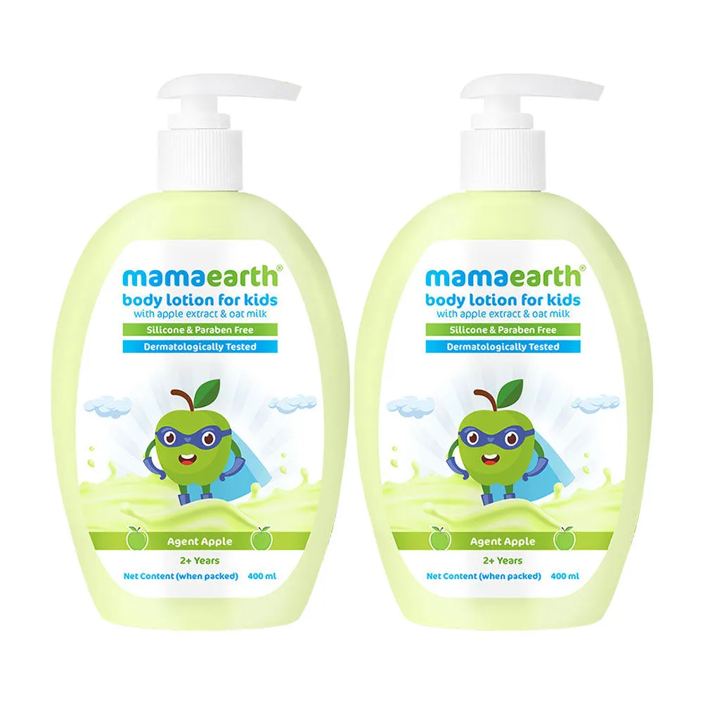 Mamaearth Agent Apple Body Lotion & Cream For Kids With Apple & Oat Milk- Pack Of 2