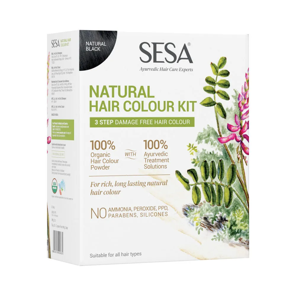 Sesa 3 Step Natural Hair Colour Kit For FIRST GREYS 100% Organic,Ayurvedic - NO Ammonia, PPD, Peroxide