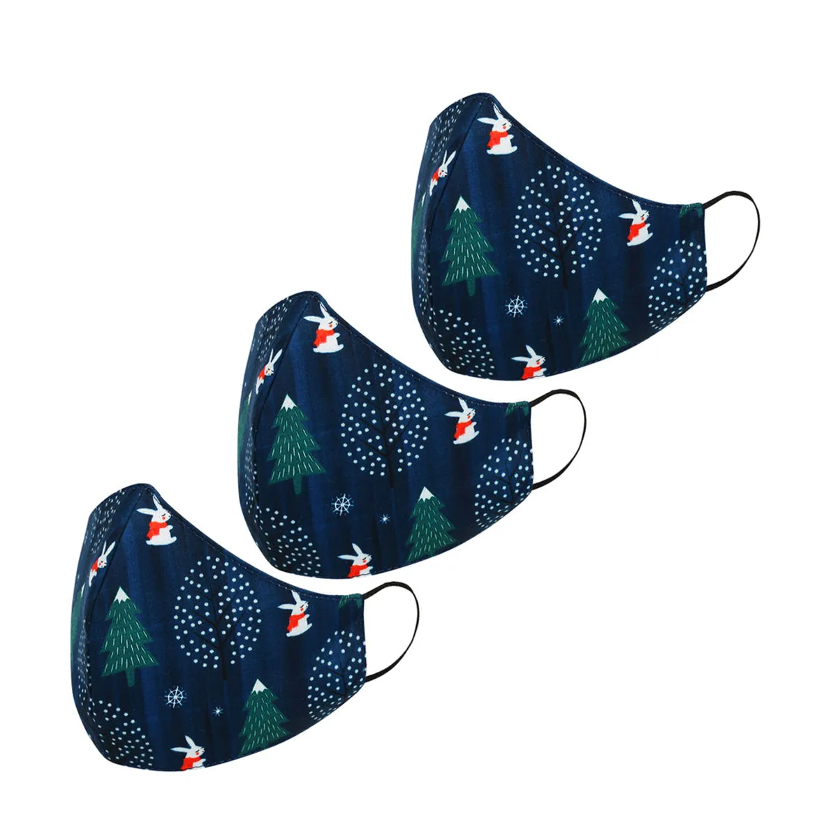 Tossido 8-14 Yrs. Kids 3 Ply Premium Cotton Printed Masks - Navy Blue (Pack of 3)