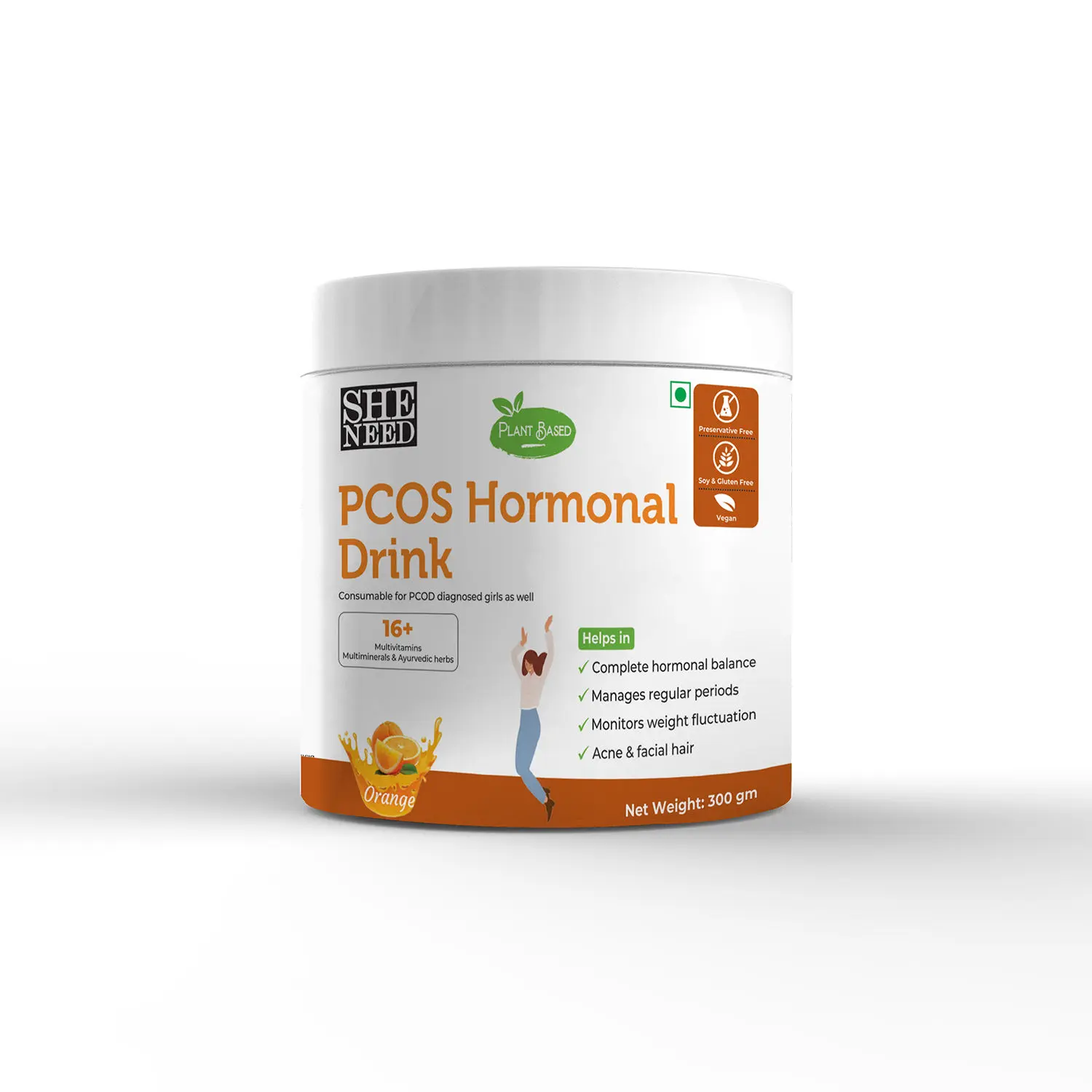 SheNeed Plant Based PCOS Hormonal Drink For Women With Beet Root Extract, Cranberry Extract, Ashwagandha For Hormonal, Period Cycle & Weight Balance For PCOD- 300gm