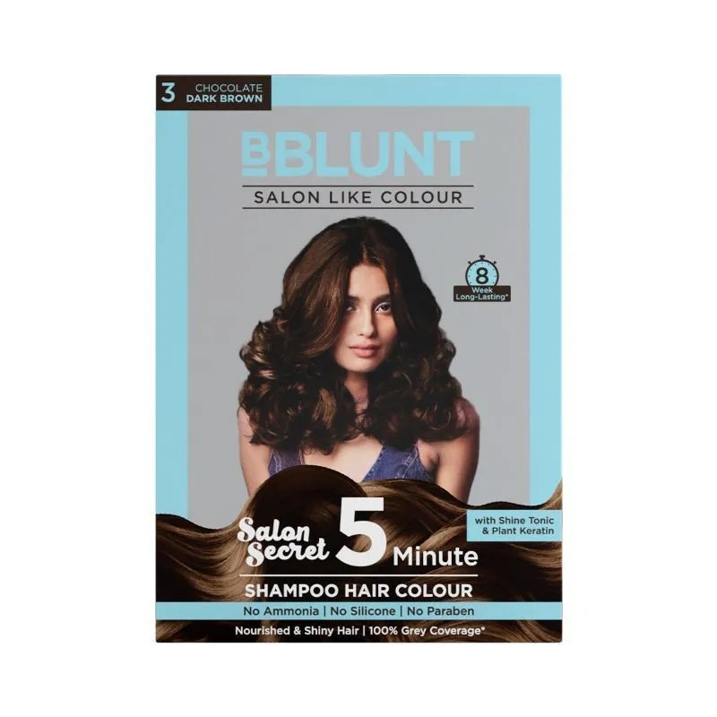 BBlunt 5 Minute Shampoo Hair Colour For 100% Grey Coverage - Chocolate Dark Brown