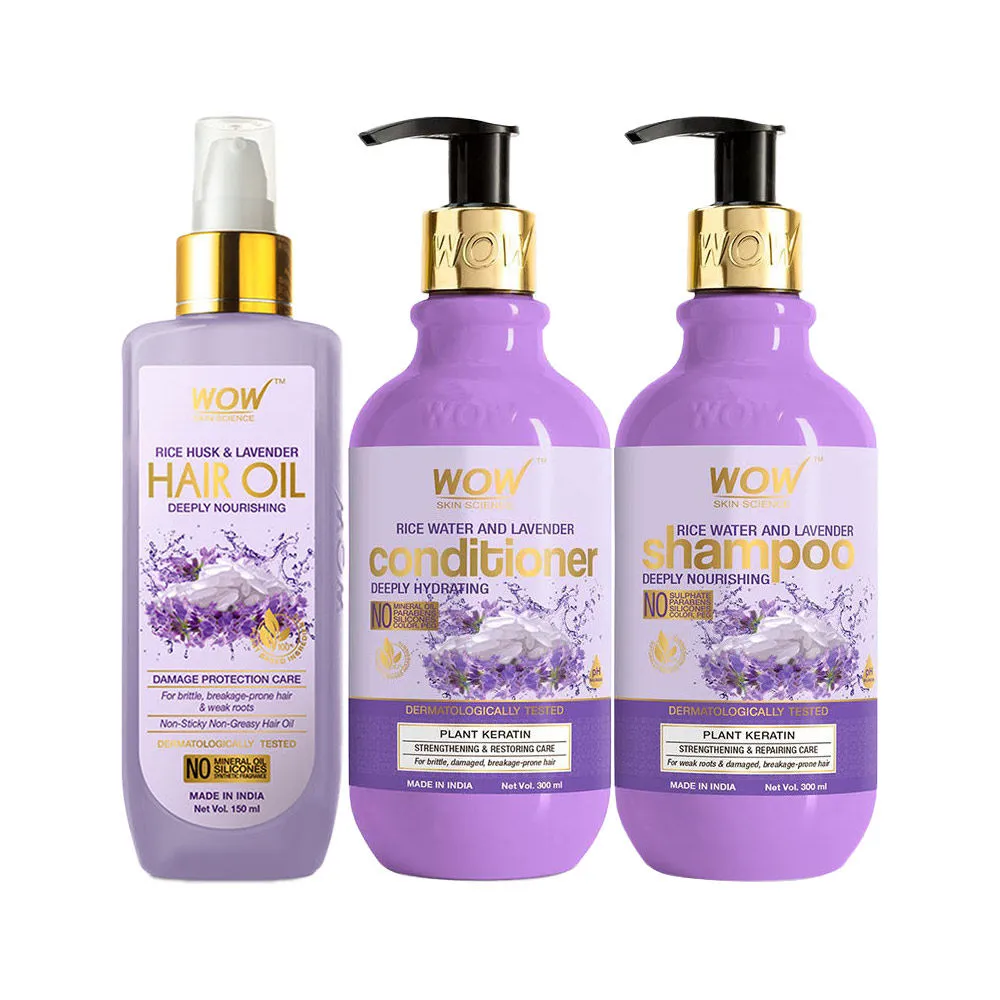 WOW Ricewater Hair Care Combo ( Shampoo + Conditioner + Hairoil)