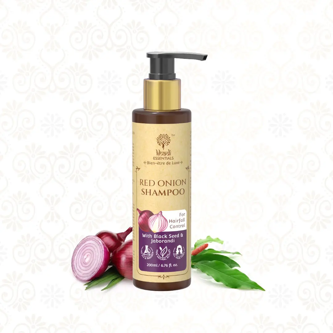 Khadi Essentials Red Onion Shampoo With Blackseed & Jaborandi 200ml For Hair Fall Control