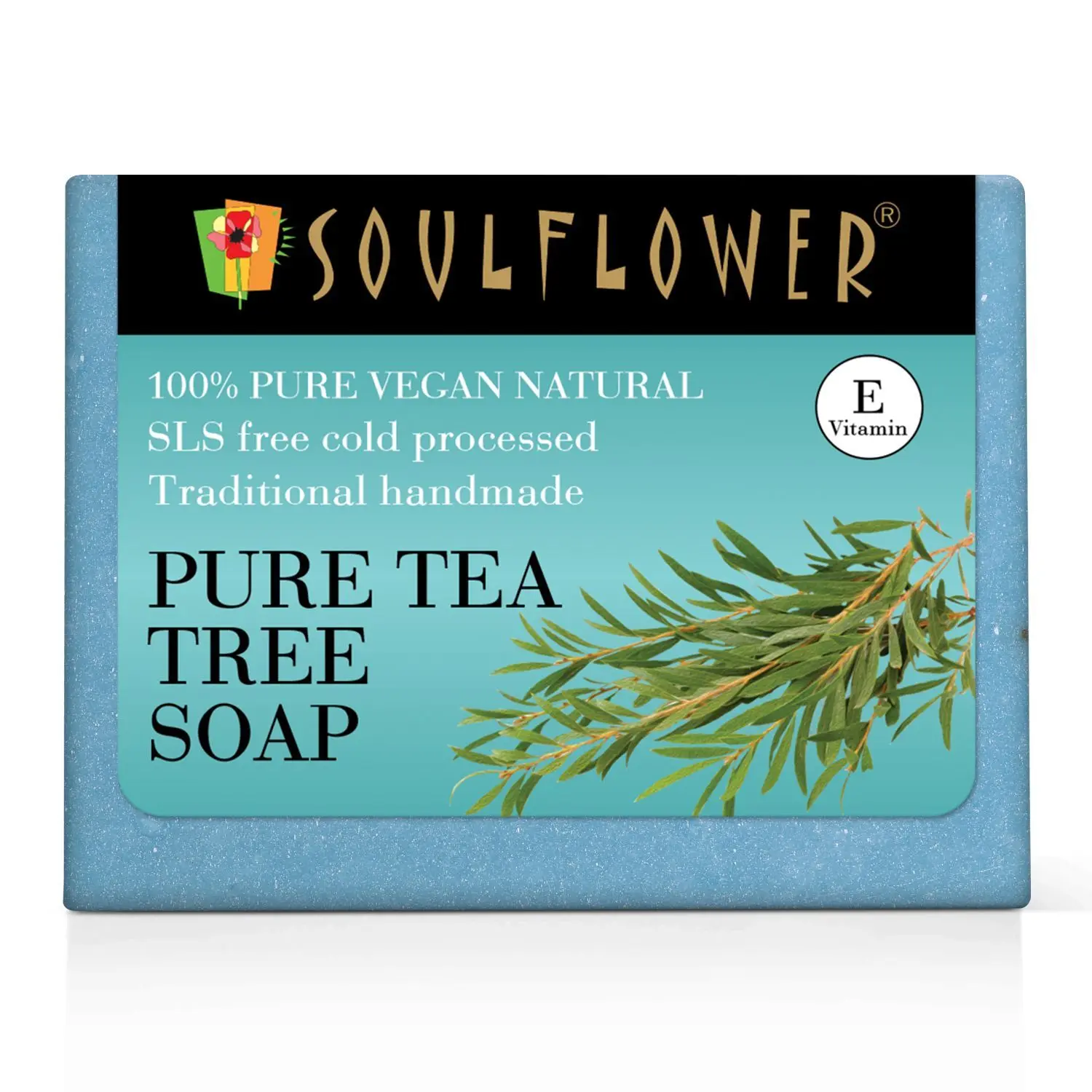 Soulflower Pure Tea Tree Soap for smooth, clear & healthy skin, 100% Pure & Natural, SLS Free, Cold Processed, 150g