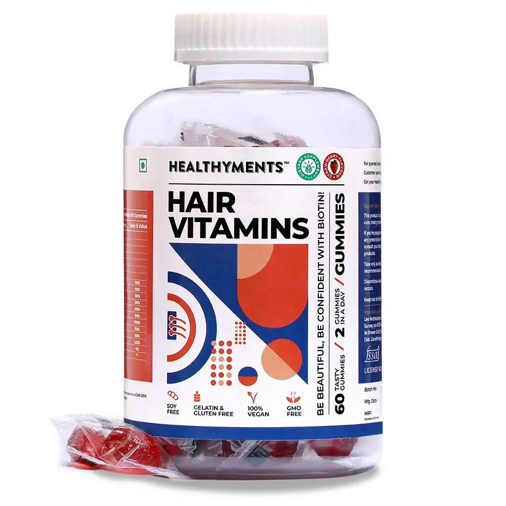 Healthyments Hair Vitamin,  60 gummies  Strawberry