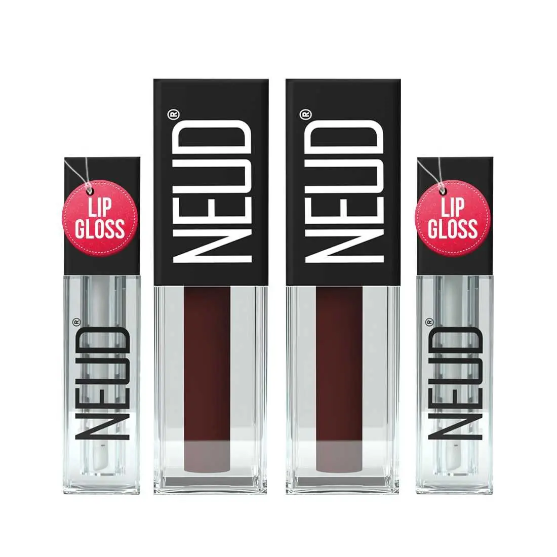 NEUD Matte Liquid Lipstick Espresso Twist with Jojoba Oil, Vitamin E and Almond Oil - Smudge Proof 12-hour Stay Formula with Free Lip Gloss - 2 Packs