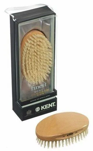 Kent MG3 Oval Beechwood White Pure Bristle Luxury Military Brush