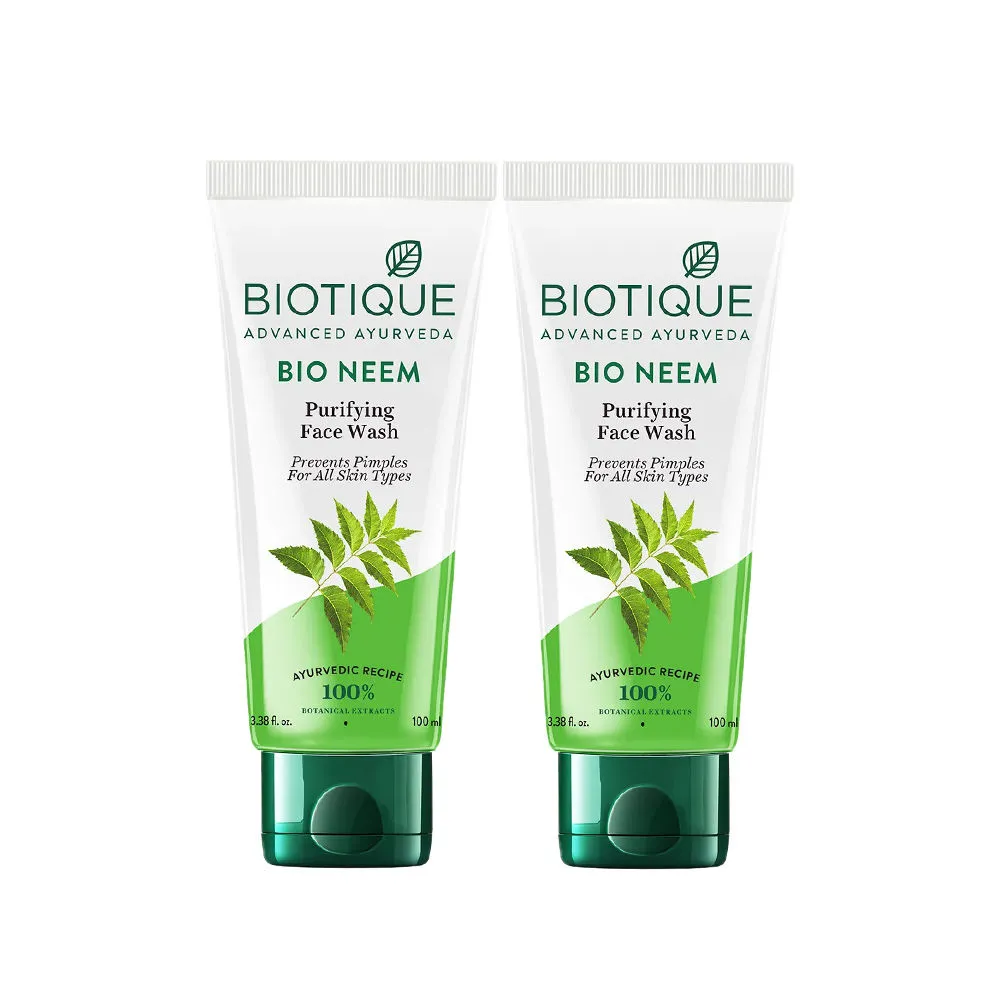 Biotique Bio Neem Purifying Face Wash Prevents Pimples - Pack of 2