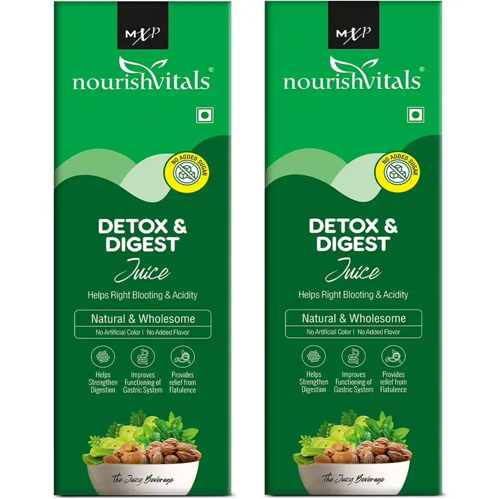 NourishVitals Detox & Digest Juice,  Unflavoured (Pack of 2)  500 ml