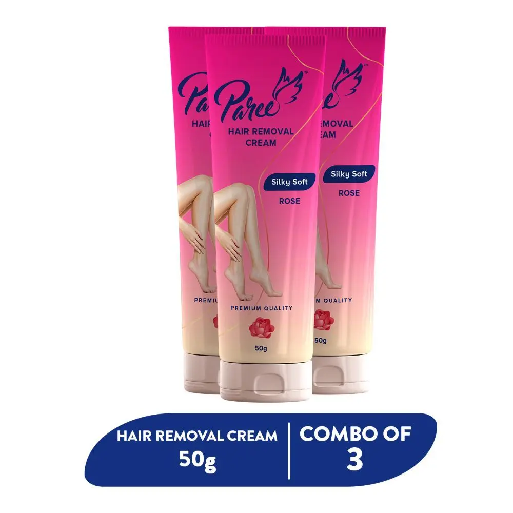 Paree Hair Removal Cream for Women - 150g (Pack of 3) | Silky Soft Smoothing Skin with Natural Rose Extract | Enriched with Shea Butter | Suitable for Legs, Arms & Underarms | Non Toxic - Skin Friendly