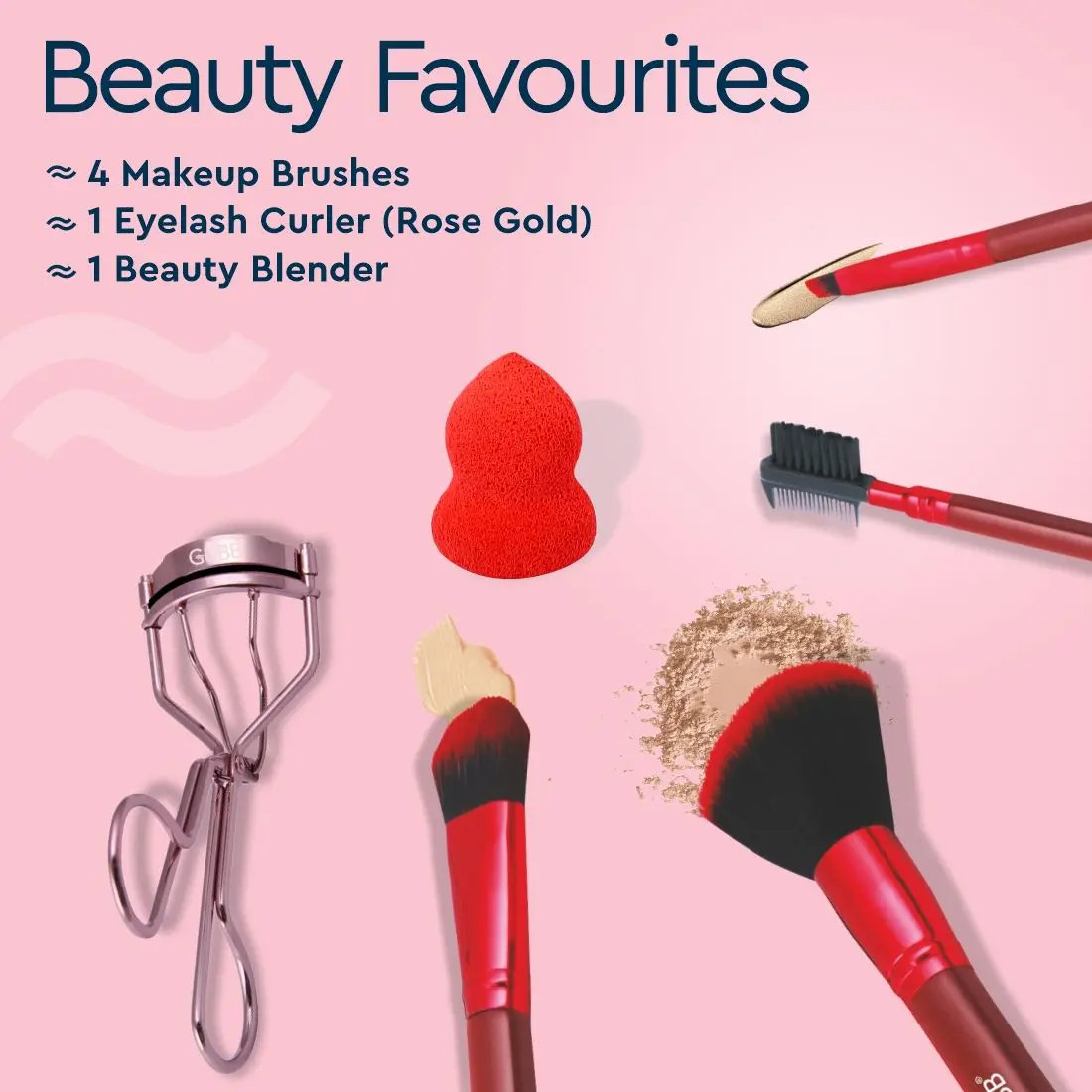 GUBB Beauty Surprise Kit, Makeup Brushes Set with Eyelash Curler & Beauty Blender