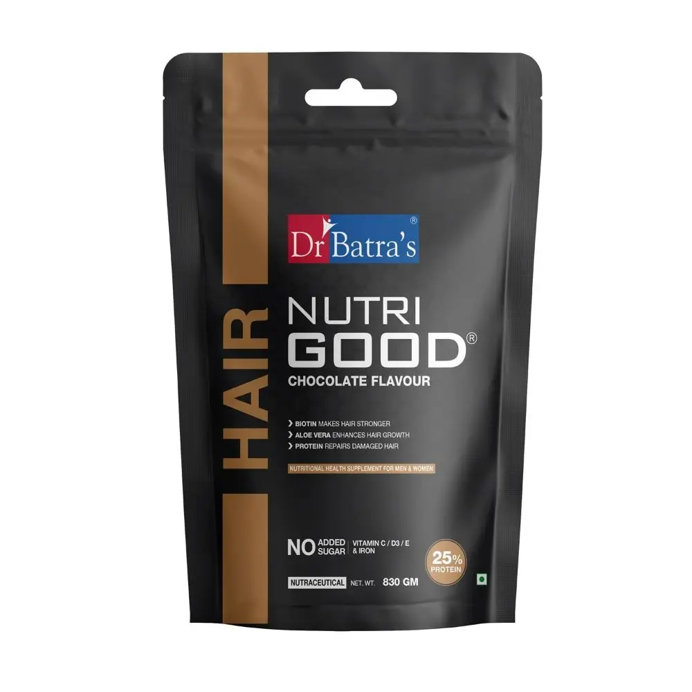 Dr Batra’s Nutri Good Chocolate for Hair Care. Improves Hair Growth. Fights Hair Loss. Prevent Damage. Contains Brahmi, Aloe Vera Extracts. No Added Sugar. Suitable For Men, Women. 830 G.