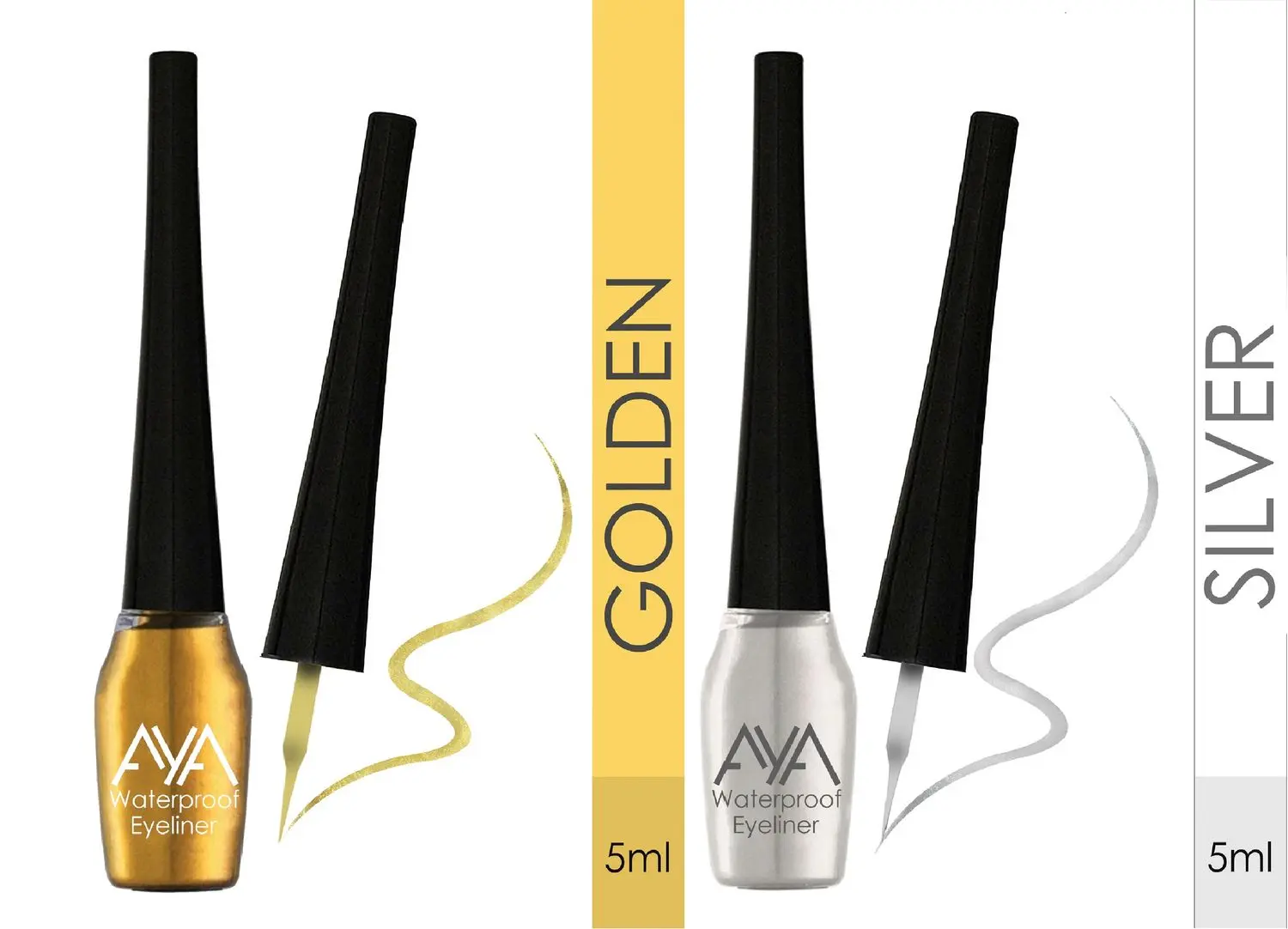 AYA Waterproof Eyeliner, Set of 2 (Silver and Golden)