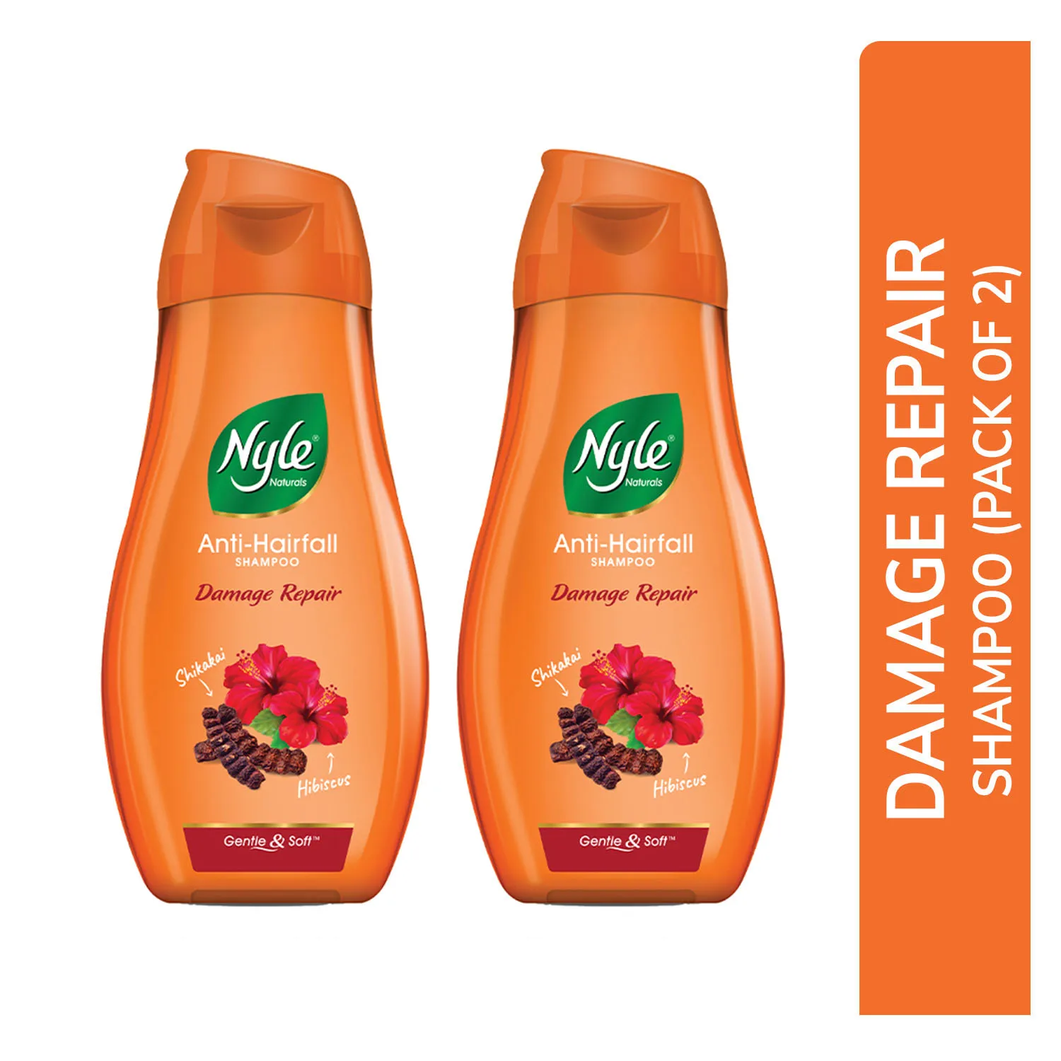 Nyle Naturals Damage Repair Anti Hairfall Shampoo with Shikakai & Hibiscus - Pack of 2