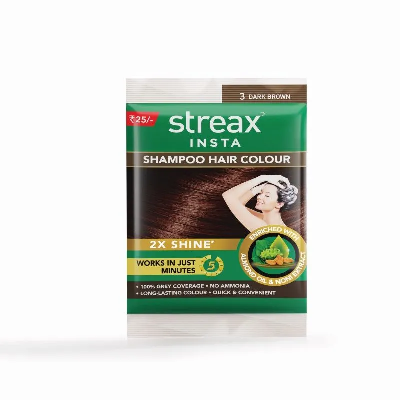 Streax Insta Shampoo Hair Colour - Dark Brown