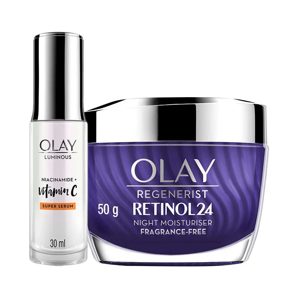 Olay Retinol Night Cream And Vitamin C Super Serum Combo