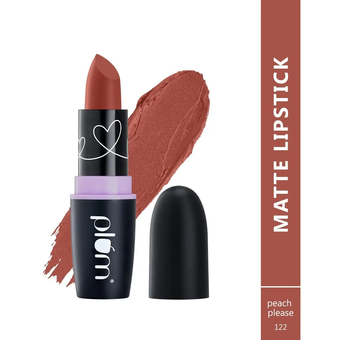 Plum Matterrific Lipstick | Highly Pigmented | Nourishing & Non-Drying |Peach Please - 122 (Peachy Brown Nude)