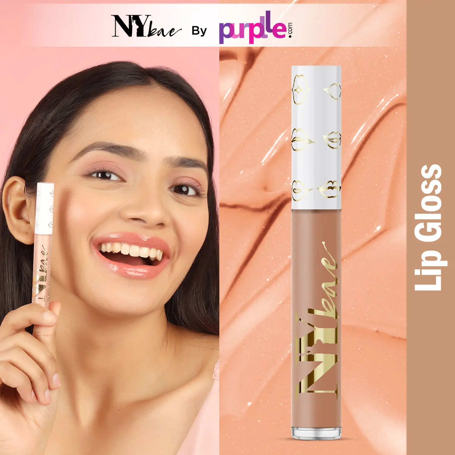 NY Bae Gloss Getter Lip Gloss - Nude Longan 06 (2.8 ml) | Nude | Satin Glossy Finish | Rich Colour Payoff | Lightweight | Non-Sticky | Multipurpose