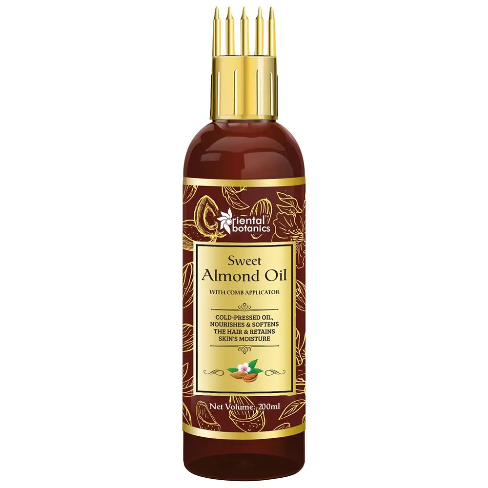 Oriental Botanics Sweet Almond Oil with Comb Applicator,  200 ml  for Hair and Skin Care