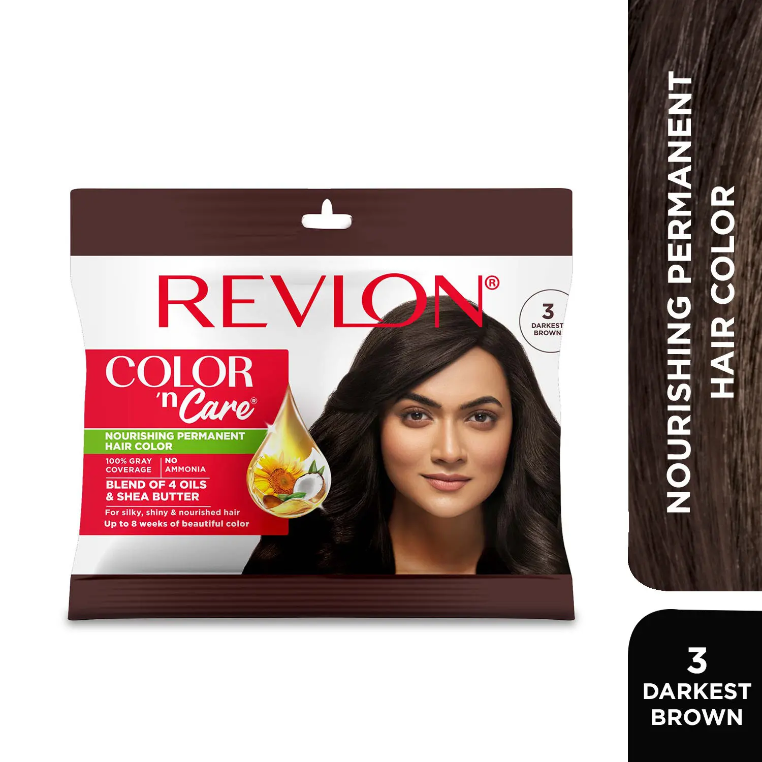 REVLON Color 'n Care NOURISHING PERMANENT HAIR COLOR - 3 Darkest Brown (Sachet)