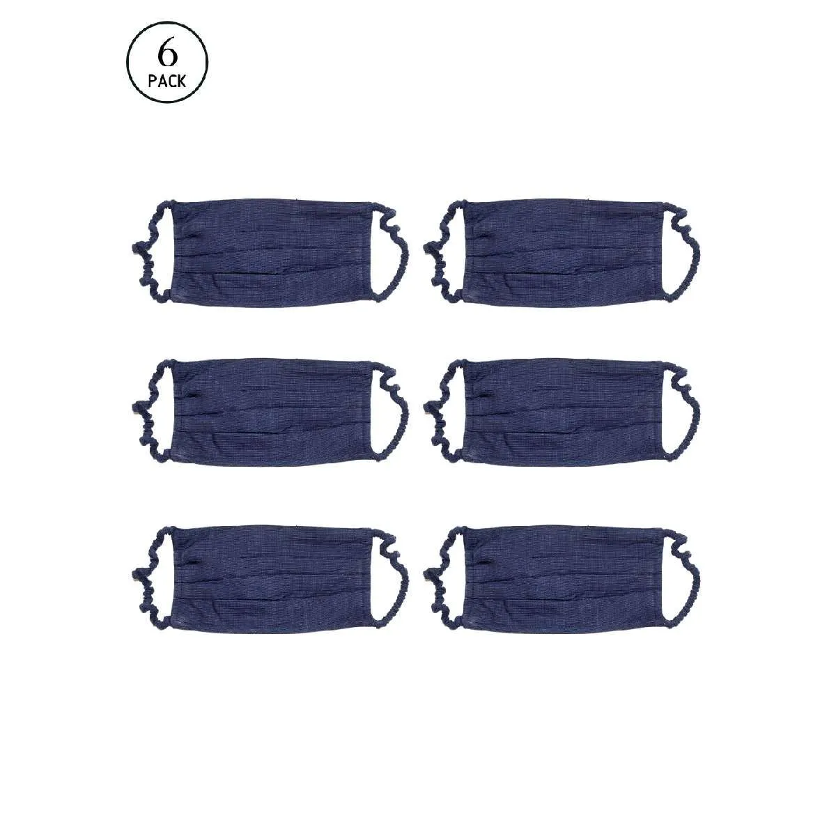 Bellofox 3-Ply Dark Blue Aaron Cotton Face Mask (Pack Of 6)