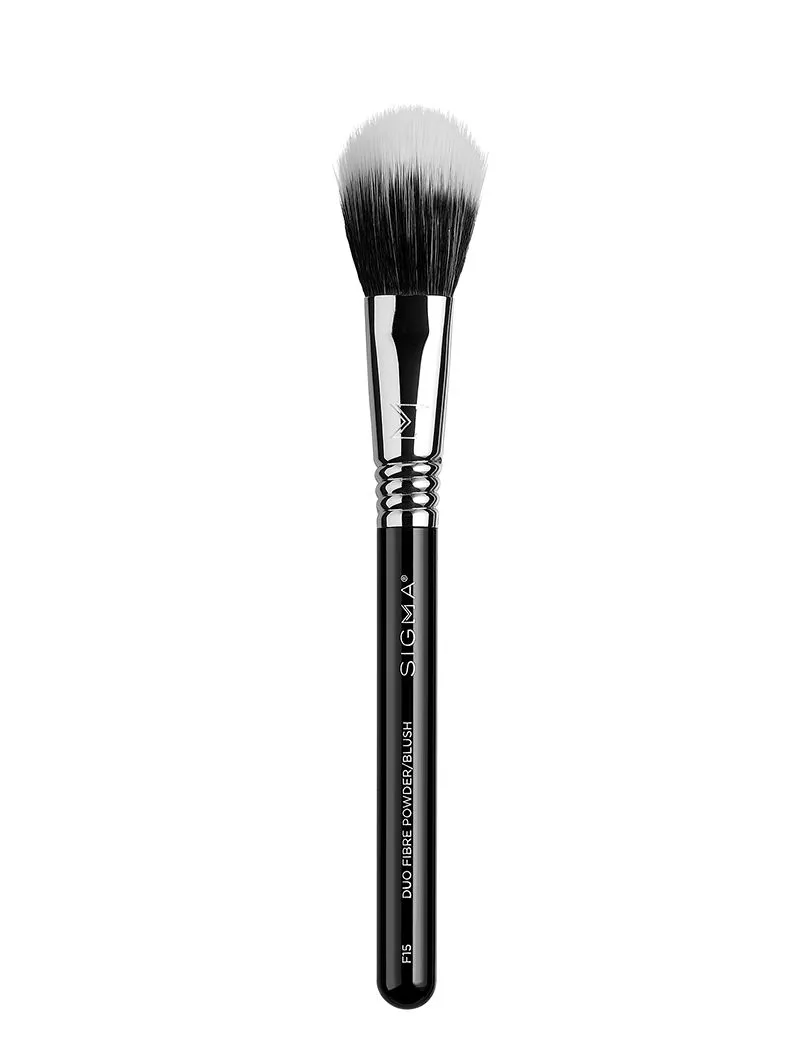 Sigma Beauty Duo Fiber Powder & Blush Brush - F15 Black & Chrome