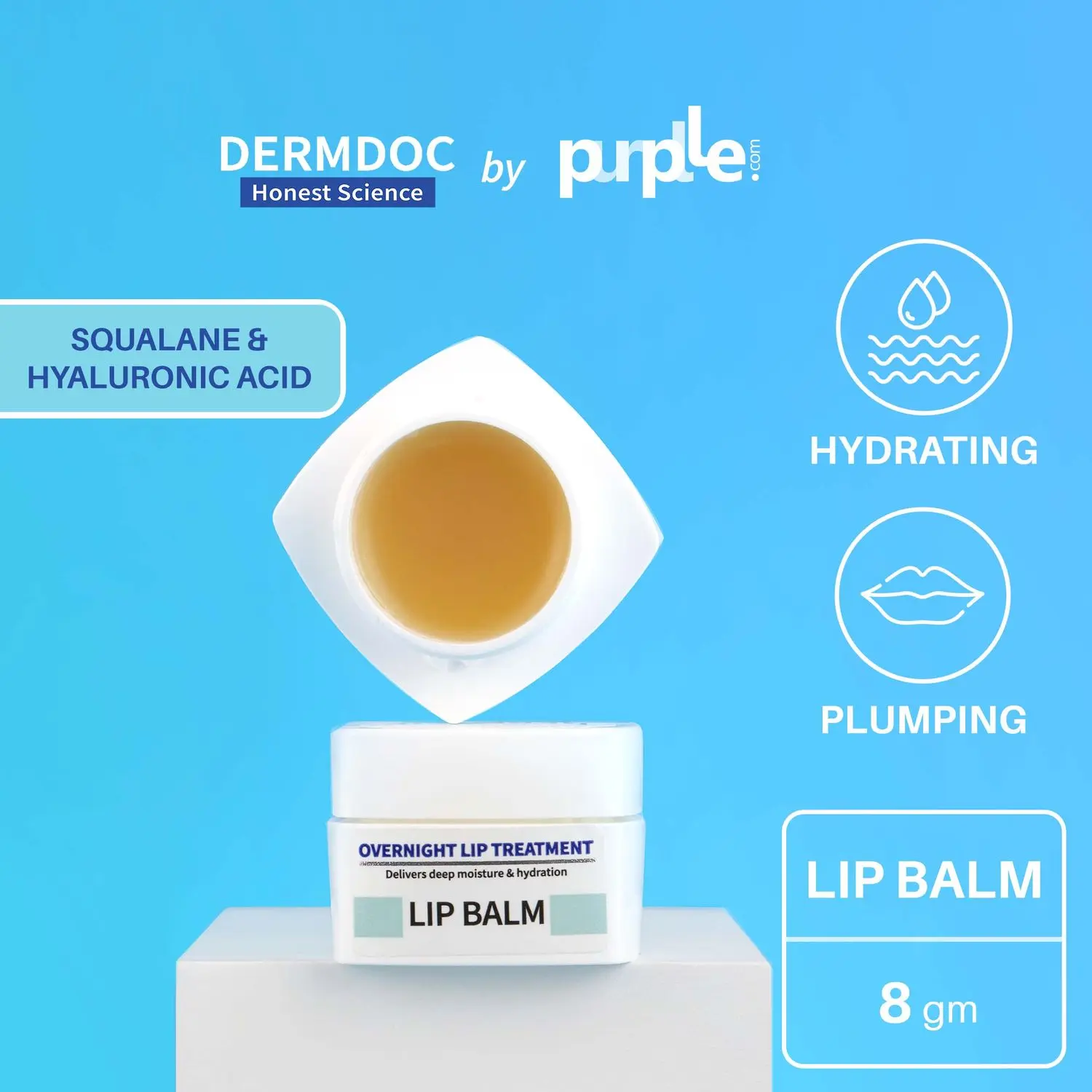 DermDoc by Purplle Overnight Lip Treatment Lip Balm (8 g) | lip plumping balm | lip plumper | lip balm