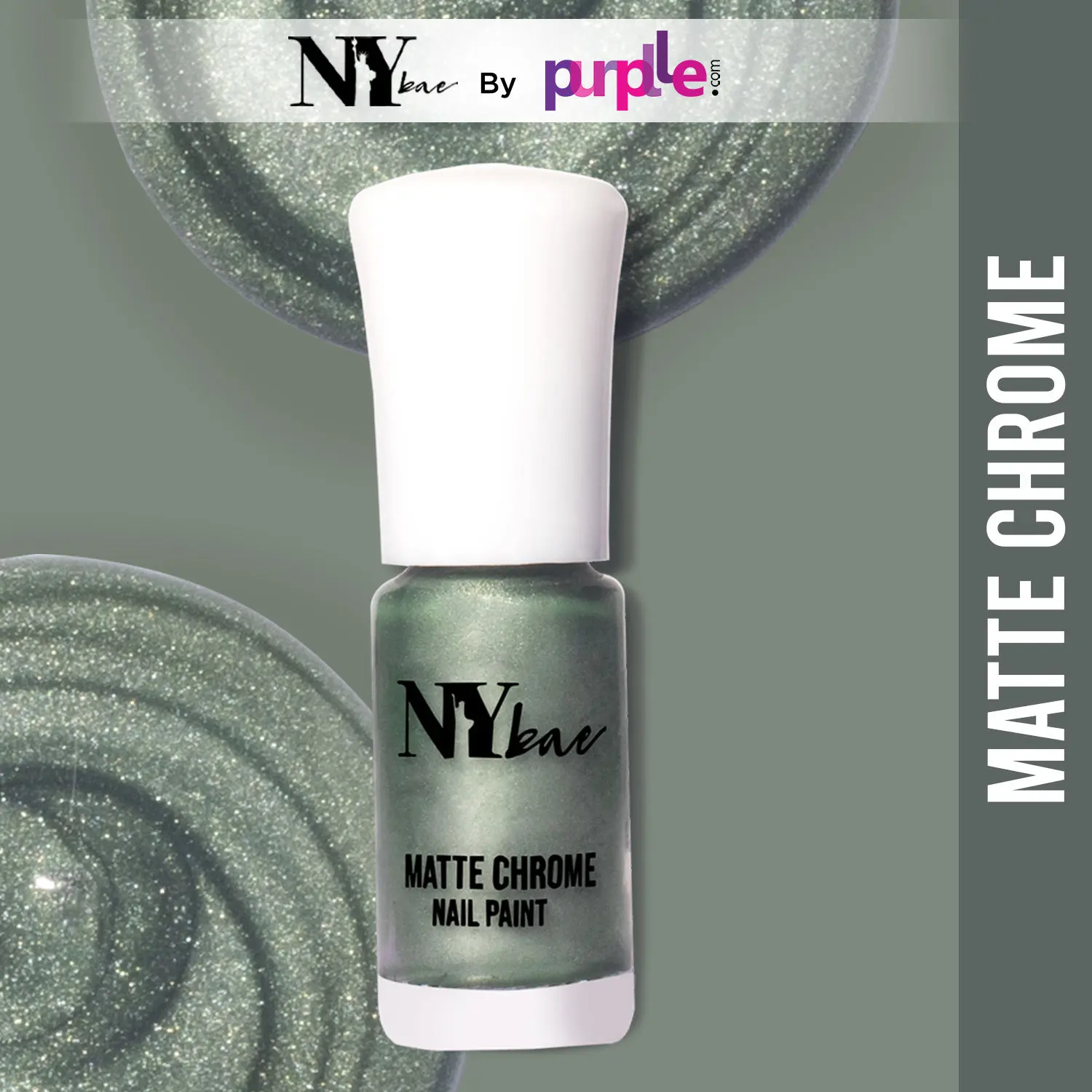 NY Bae Matte Chrome Nail Paint - Green Canvas 09 (3 ml) | Green | Rich Pigment | Chip-proof | Travel Friendly | Cruelty Free