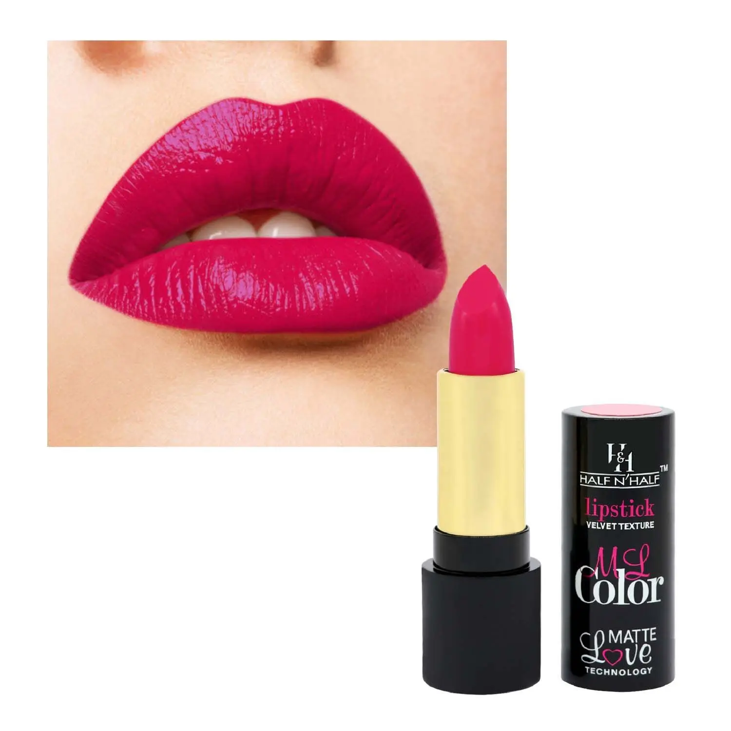 Half N Half Velvet Matte Texture Lipstick My Colour, Full-Fuschia (3.8gm)