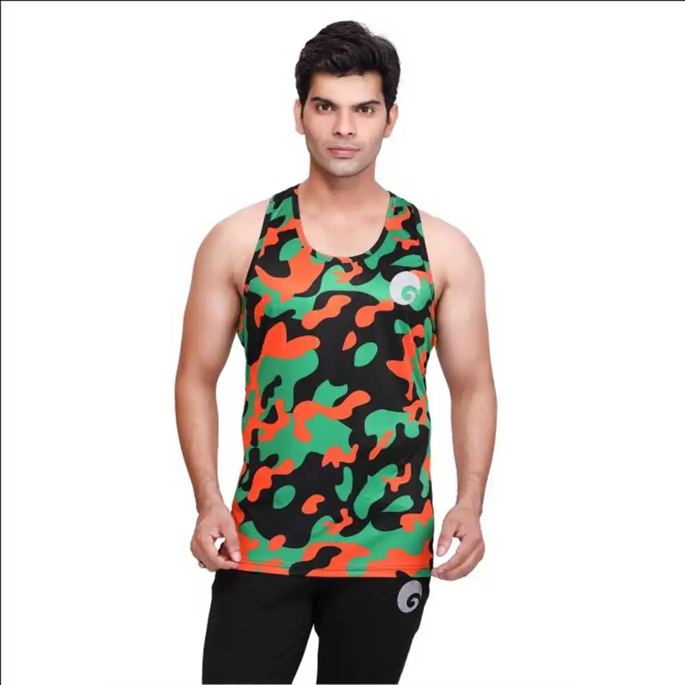 Omtex Sublimated Army Gym Tank for Men,  Multicolor  Small