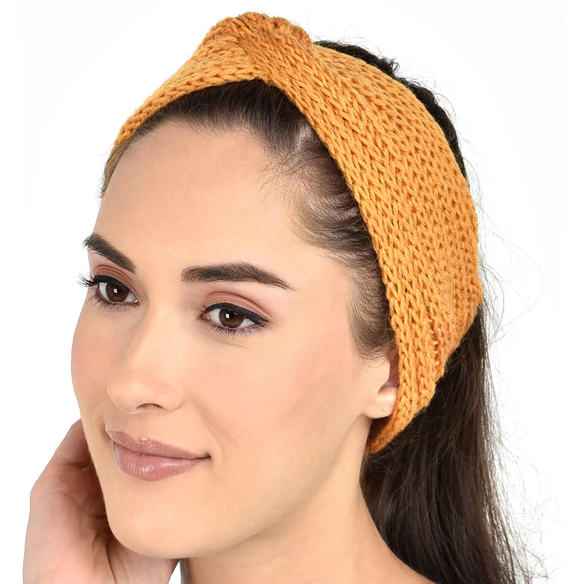 Toniq Baby its Cold Outside Mustard Twisted Head Wrap For Women(OAWXXH73 D)