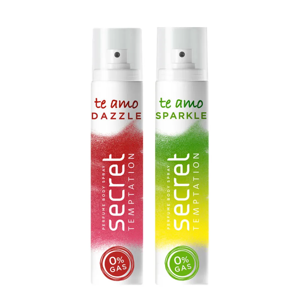 Secret Temptation Te Amo Dazzle and Sparkle No Gas Perfume Body Spray for Women - Pack of 2